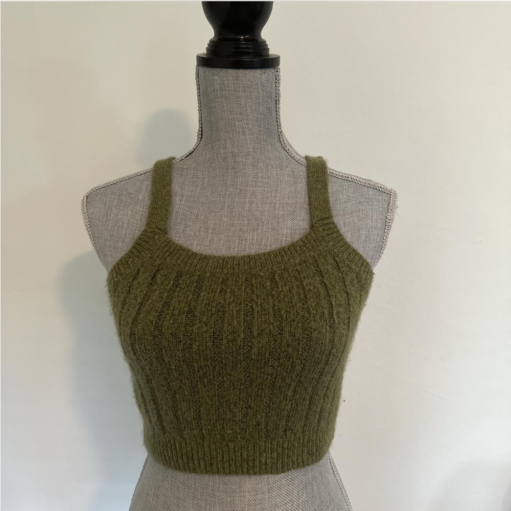 Olive Green Knit Crop Top